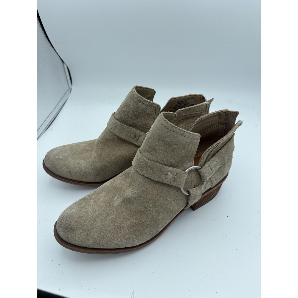 Lucky Brand Boots Womens Size 7 Beige Suede LK-Boltin‎ Ankle Western Booties